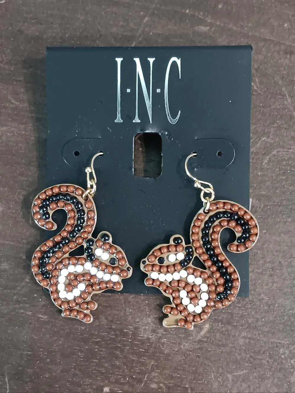INC squirrel earrings